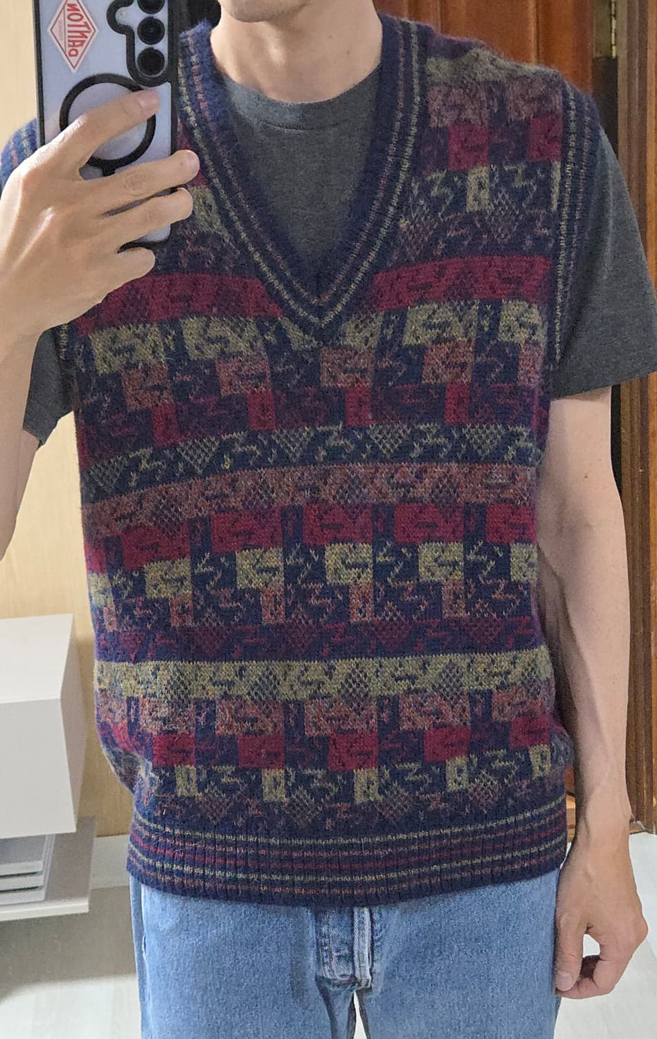 (착샷) 와리 wari 알파카 페어아일 니트 베스트 상품이미지8