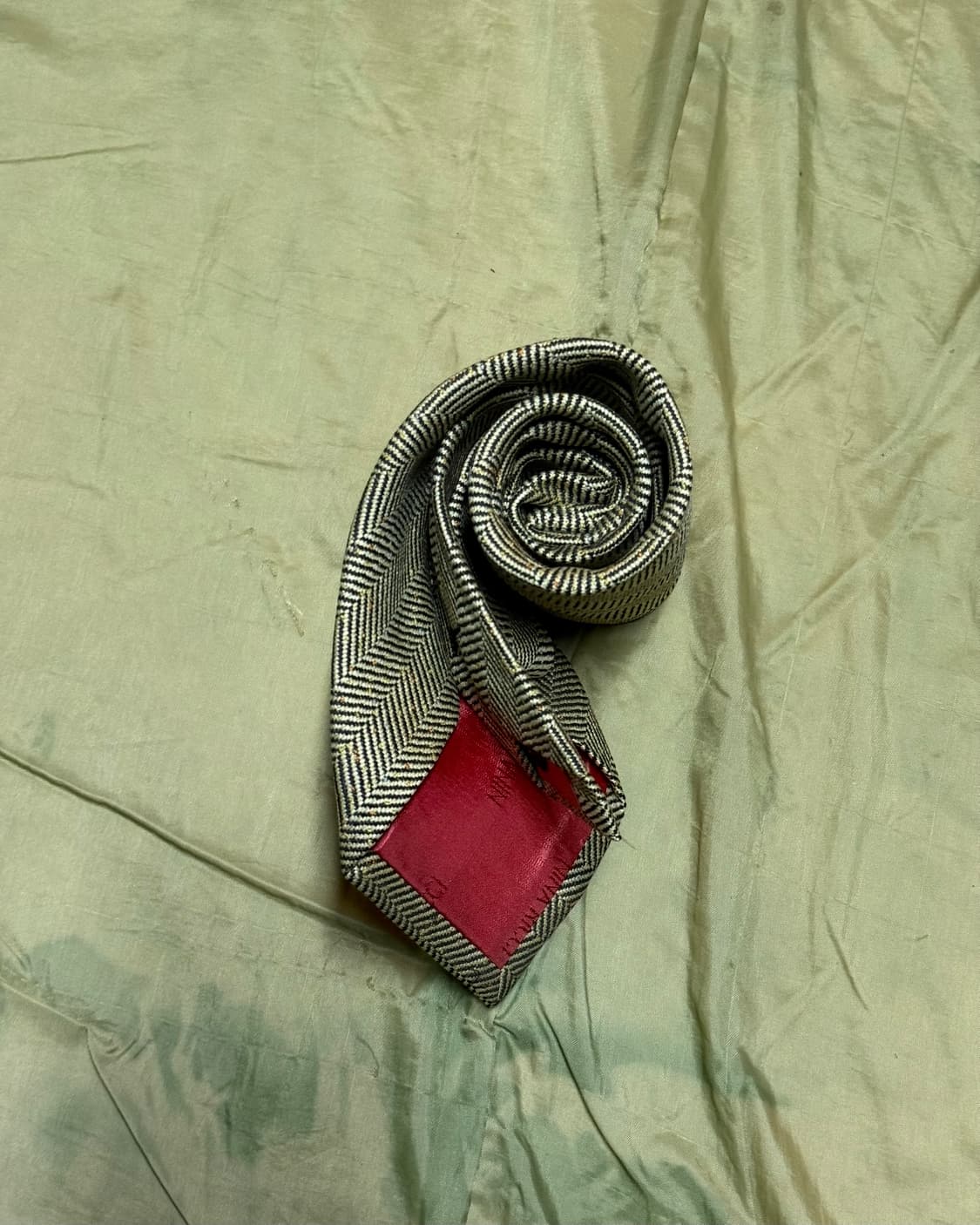 90‘s Nina Ricci 헤링본 패턴 실크 타이 상품이미지3