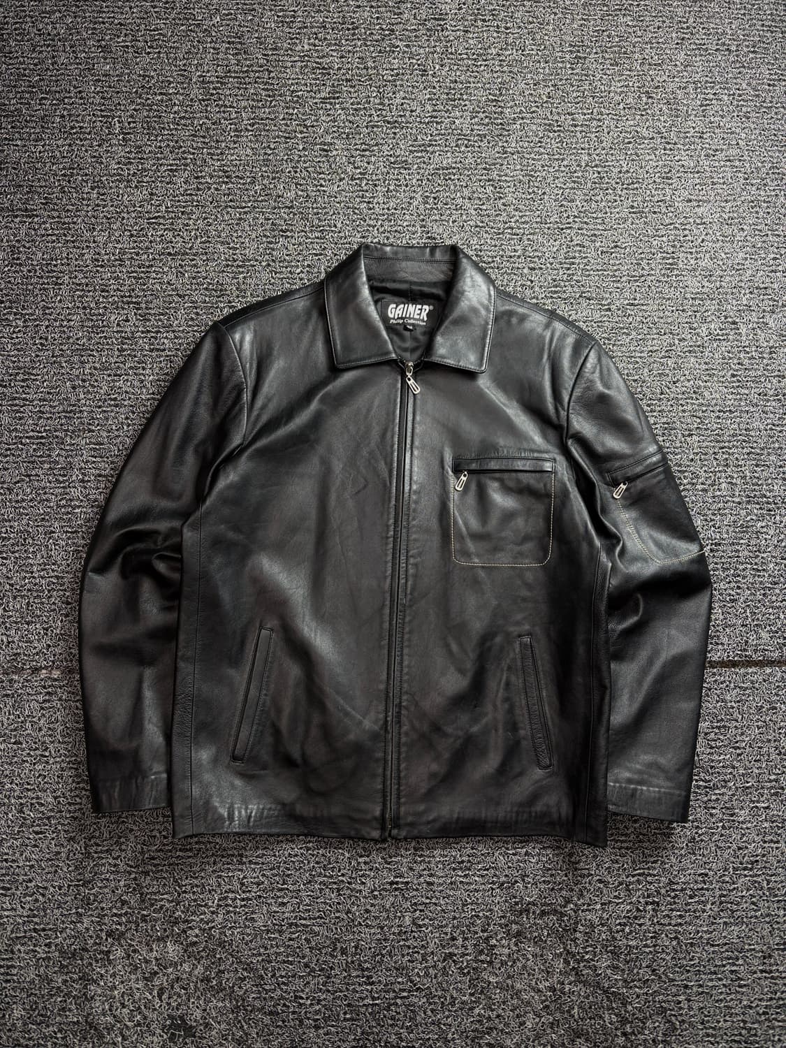 Gainer 오리지날 램스킨 스티치 레더 트러커 자켓 2723 상품이미지2