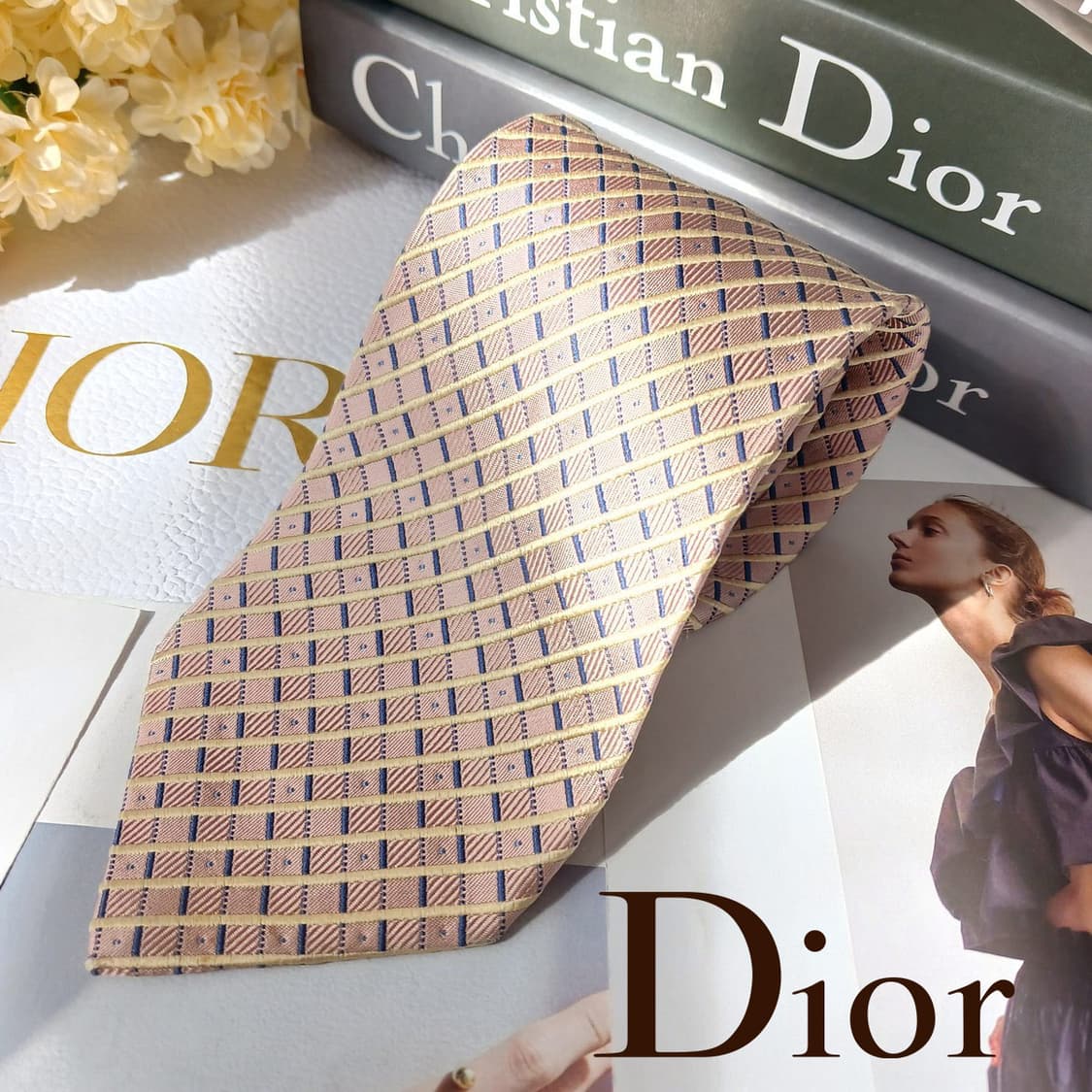 크리스찬 디올 넥타이 체크 스트라이프 패턴 9.3cm A등급 A19856 상품이미지2