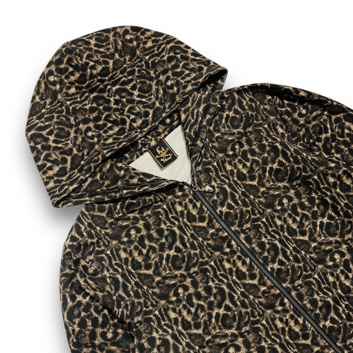 로엔 00s 레오파드 패턴 로고 스컬 링 후디 집업 상품이미지3