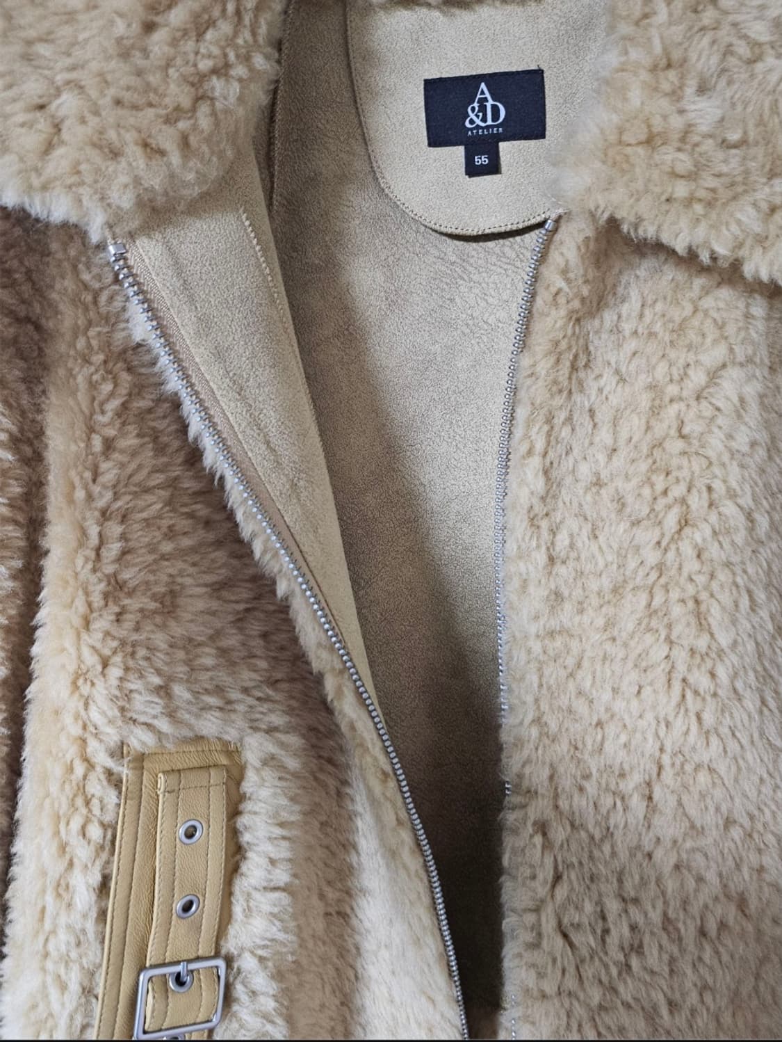 A&D ATELIER 울 100% 램스킨 양모자켓 55 상품이미지8