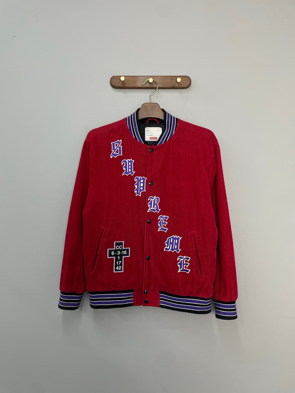 슈프림 올드 잉글리쉬 코듀로이 바시티 자켓 H2337 상품이미지2