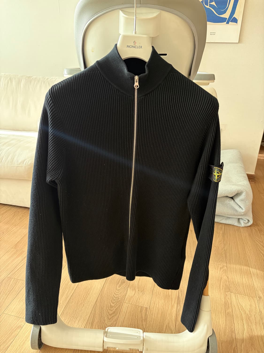 [M] 스톤아일랜드 블랙 니트 집업 상품이미지1