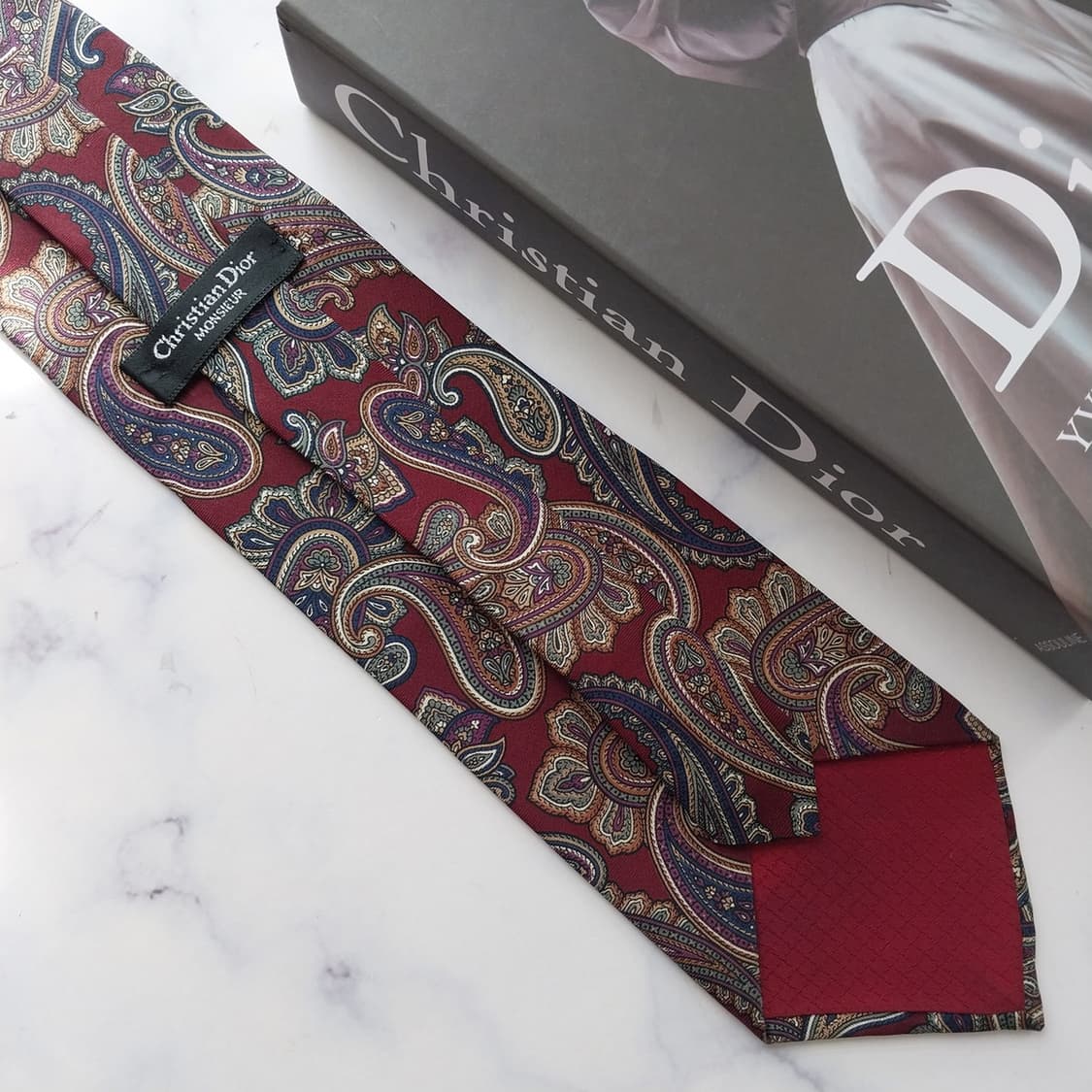 크리스찬 디올 와인 페이즐리 넥타이 9.5cm S~A+등급 K2530 상품이미지9