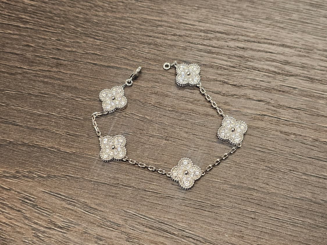 클로버 5모티브 팔찌 화이트골드 상품이미지1