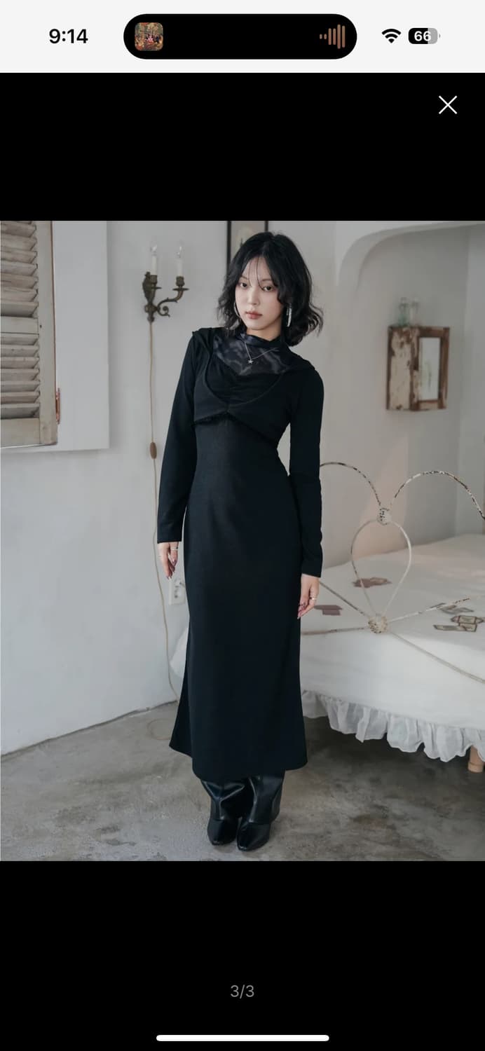 미미몽드 레이스 후디 원피스 블랙 / 연말룩 추천 상품이미지3