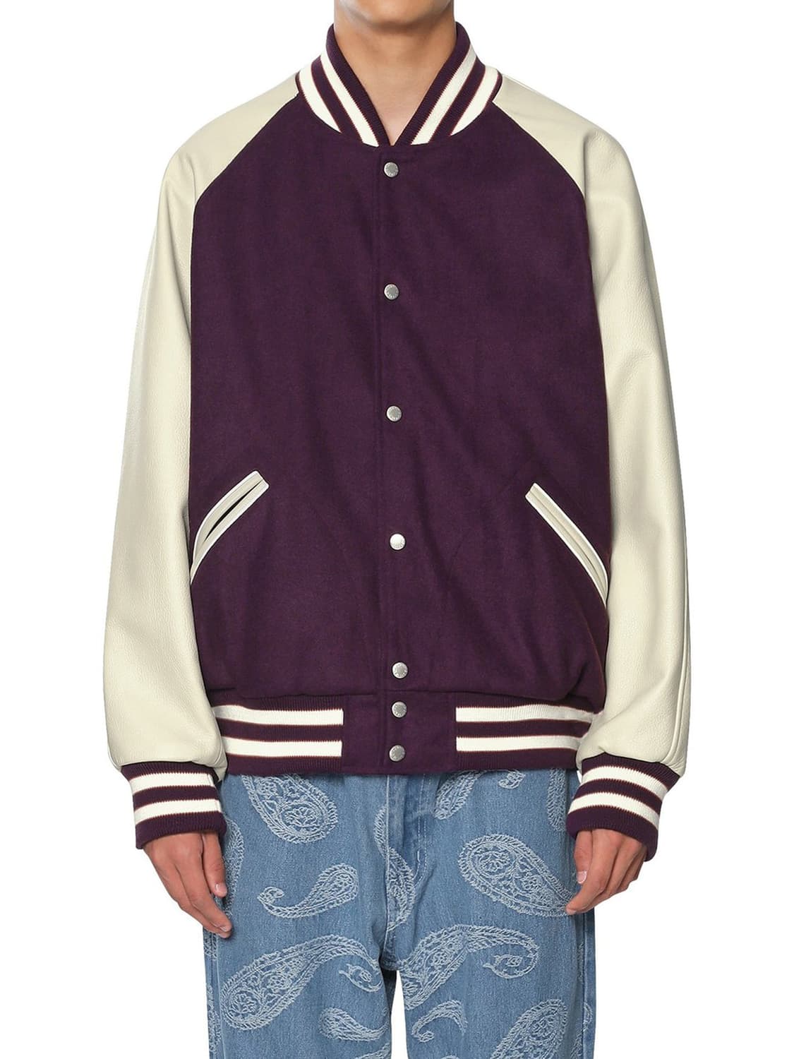 디스이즈네버댓 래글런 바시티 자켓 퍼플 L 상품이미지3