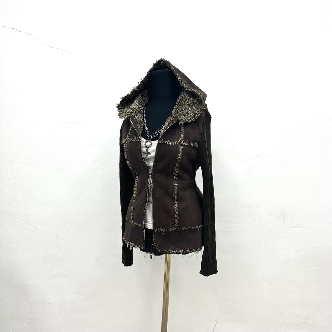 Crossline fur hood jacket 상품이미지2