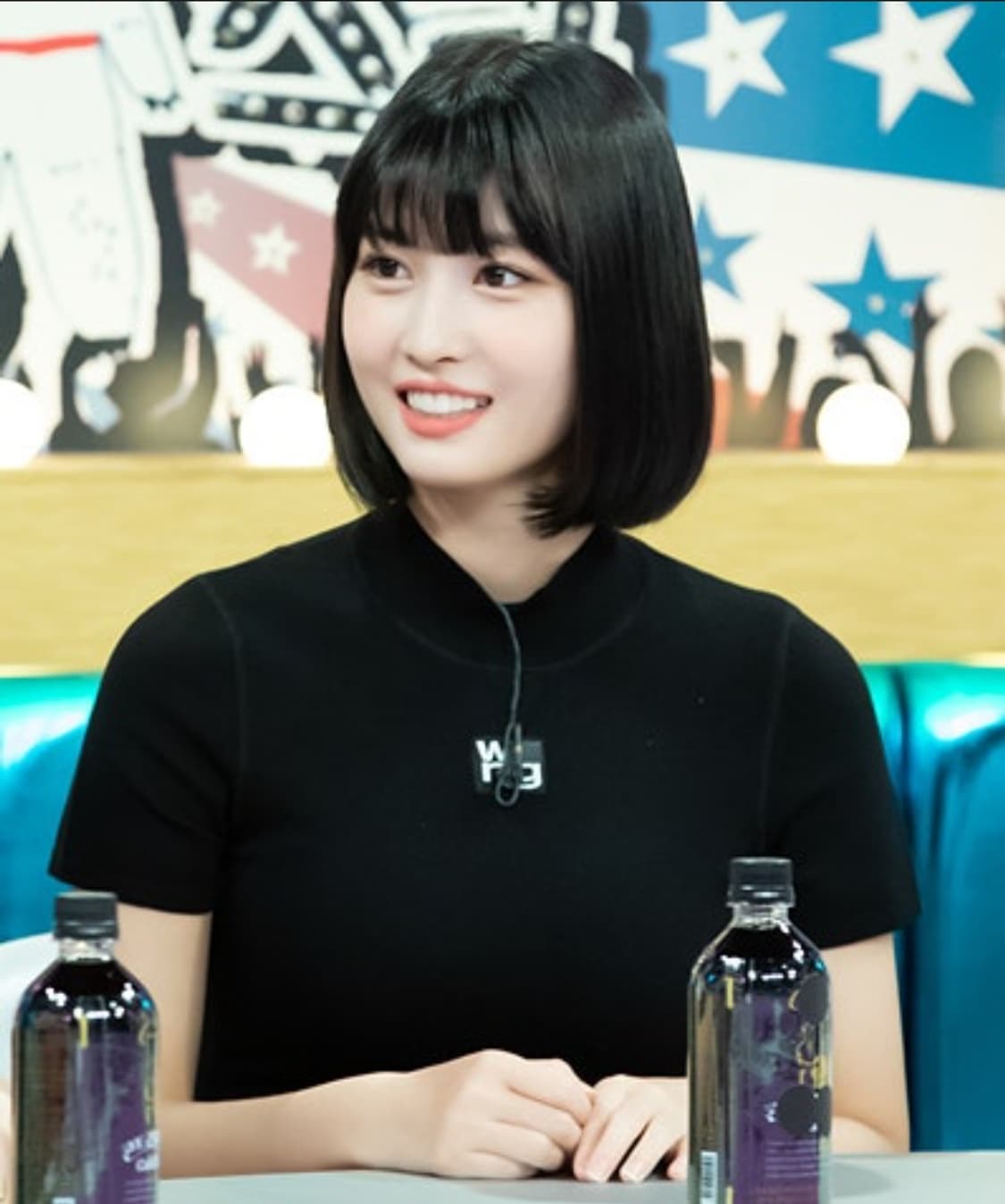 알렉산더왕 바디콘 로고 패치 모크넥 탑 반팔 니트 폴라 상품이미지3