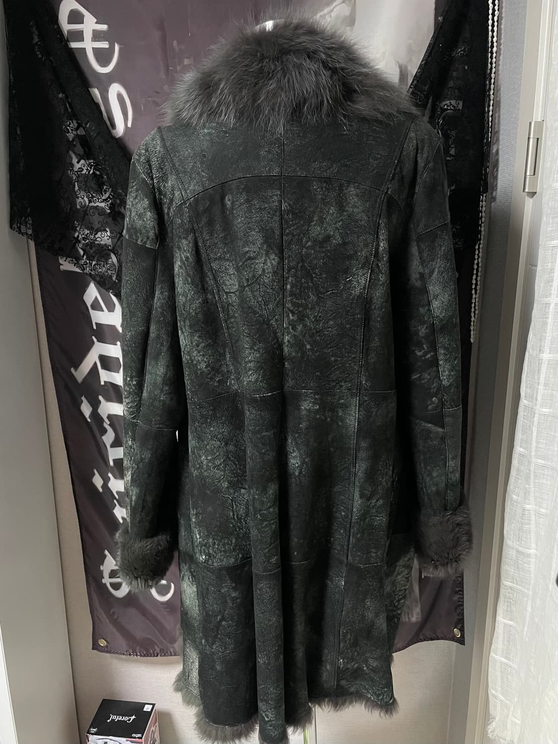 스웨이드 리얼 퍼자켓 롱코트 나나깔다크웨어오네갸루락시크그런지펑크고스고딕 상품이미지4