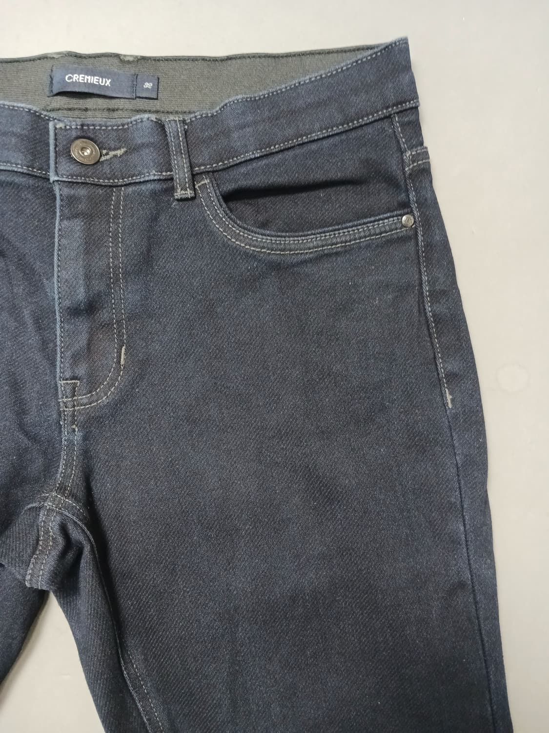 [32] 다니엘 크레뮤 진청생지 기모 밴딩 스트레이드진 청바지 상품이미지4