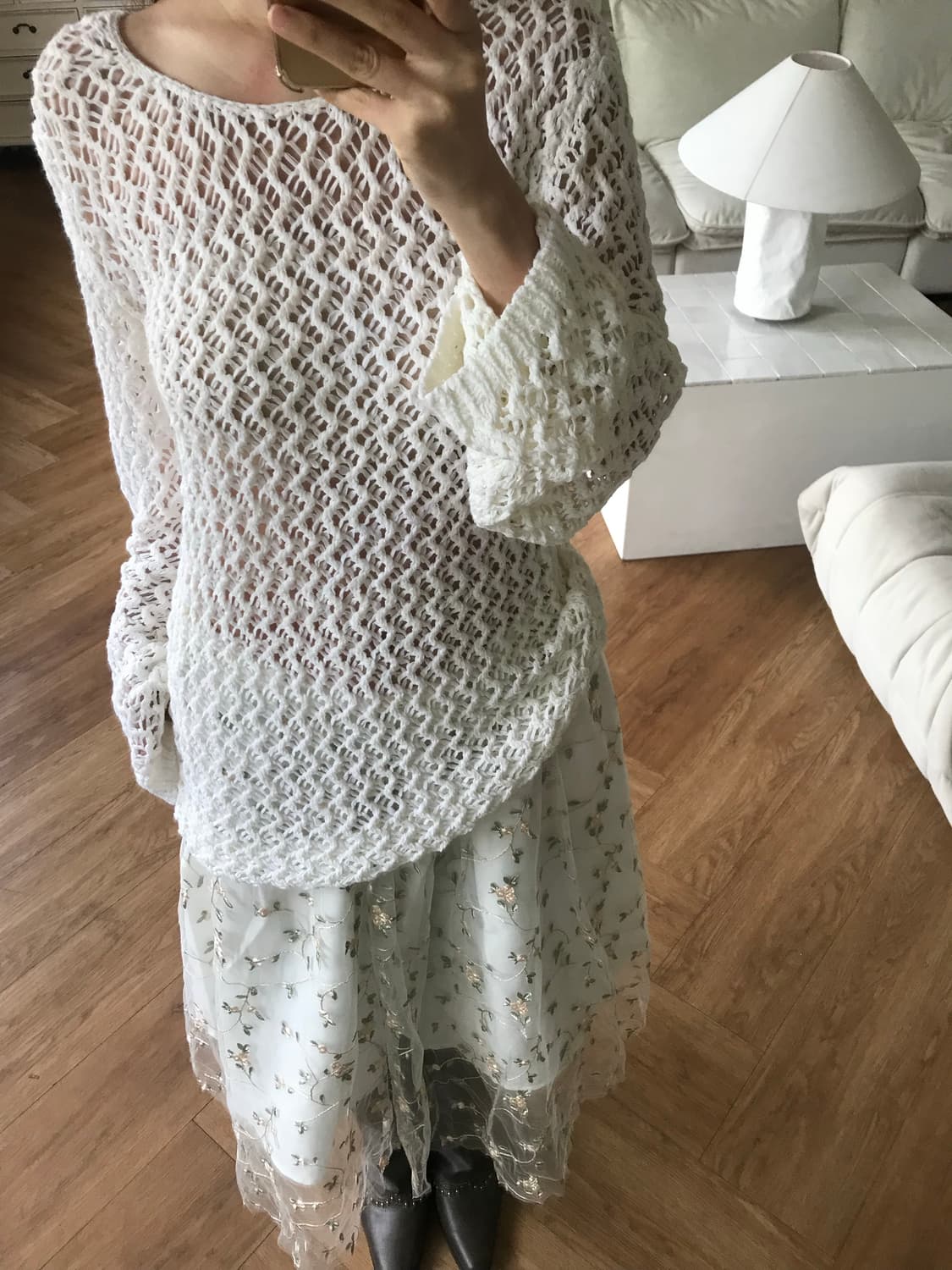 vintage ivory net top 상품이미지6