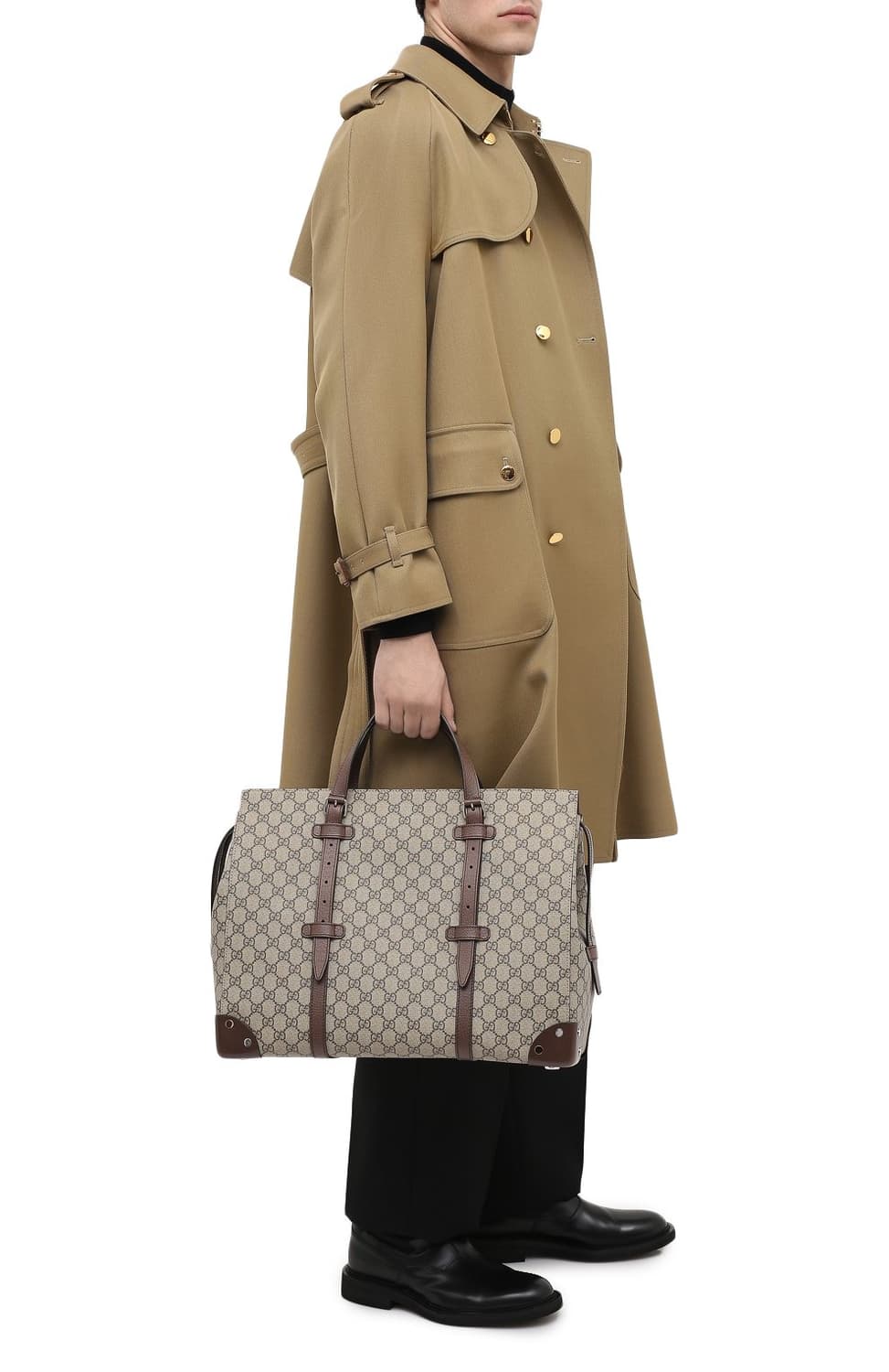 정품 구찌 GG 수프림 레더 디테일 캔버스 남성 여성 토트백  급매 상품이미지3