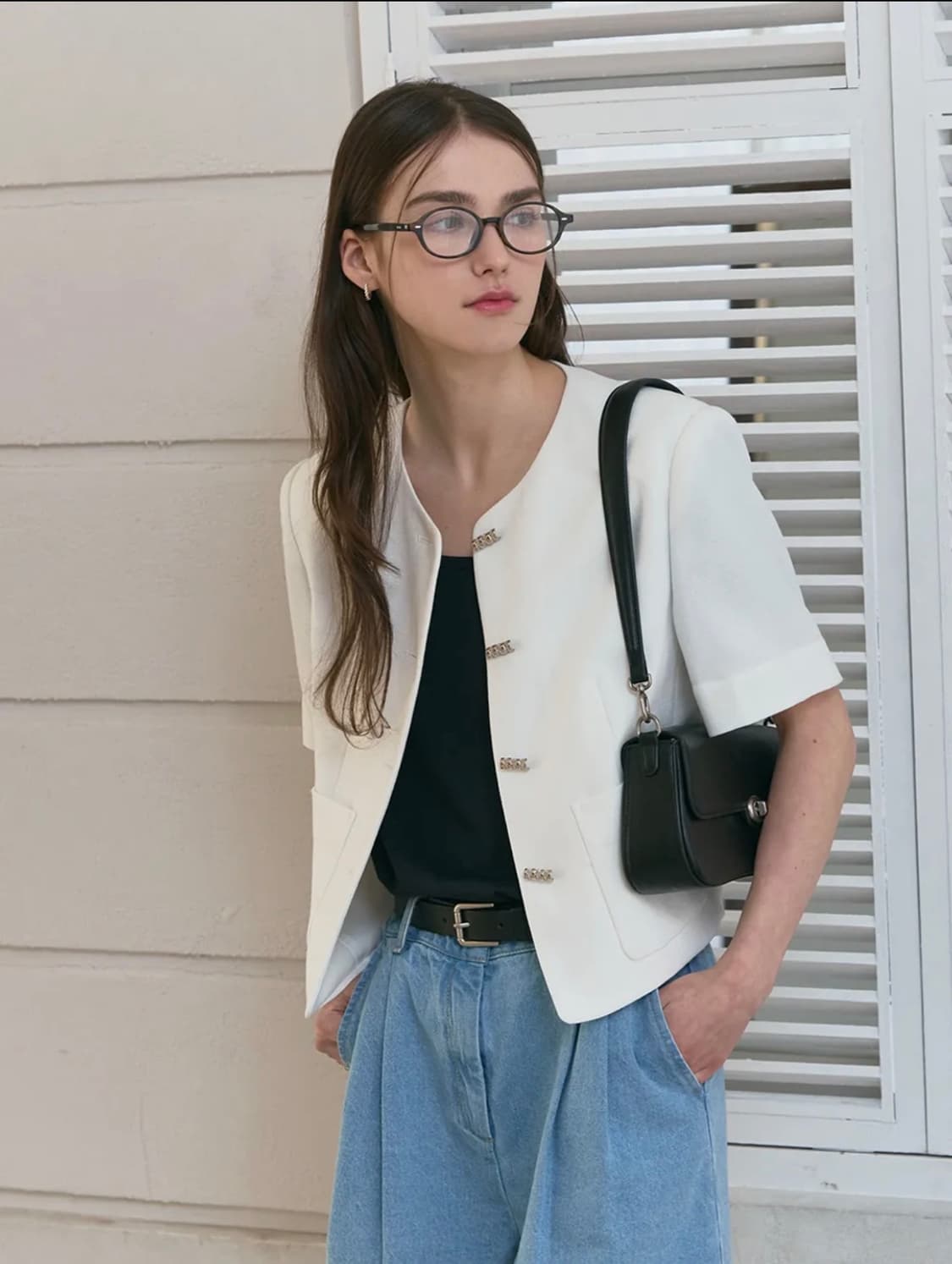 드로우핏 우먼 시니 트위드 반팔 자켓 아이보리 M 새상품 상품이미지6