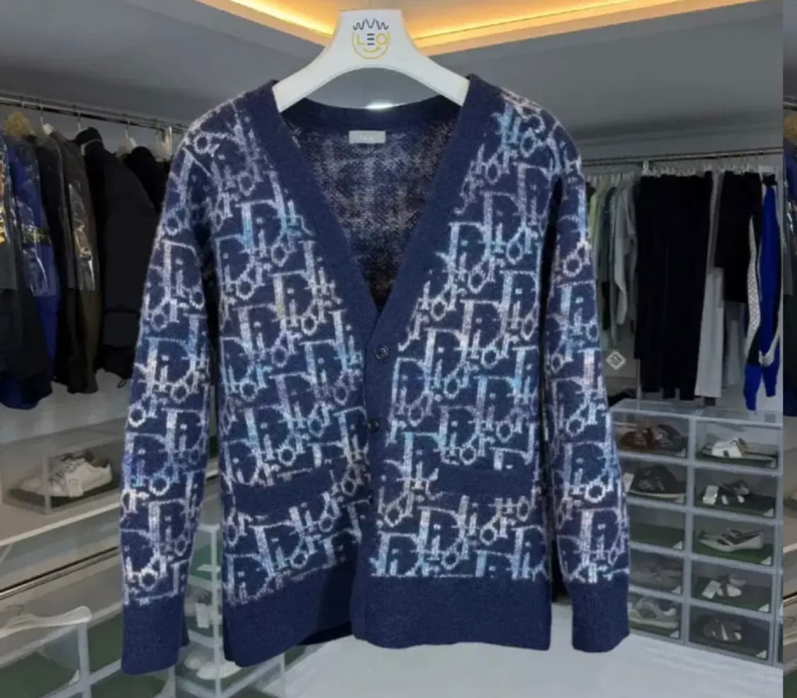 [정품] 디올 오블리크 자카드 울 가디건 (XL) 블루 상품이미지1