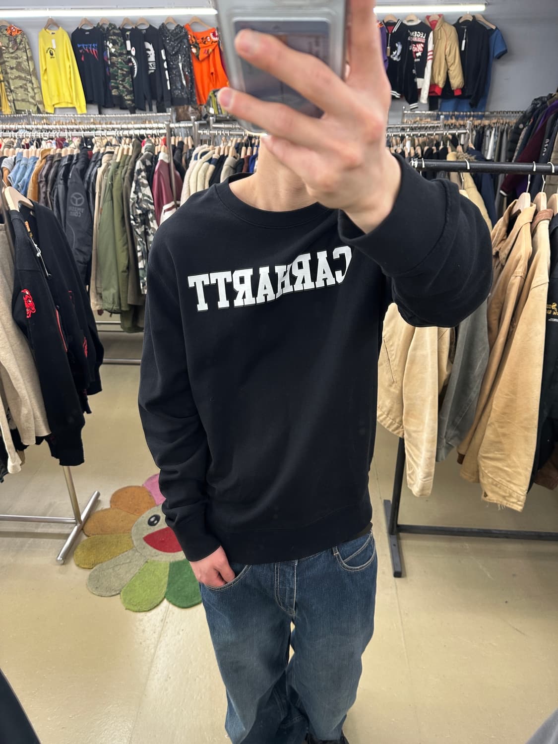 칼하트 WIP 블랙 프린팅 맨투맨 M 상품이미지1