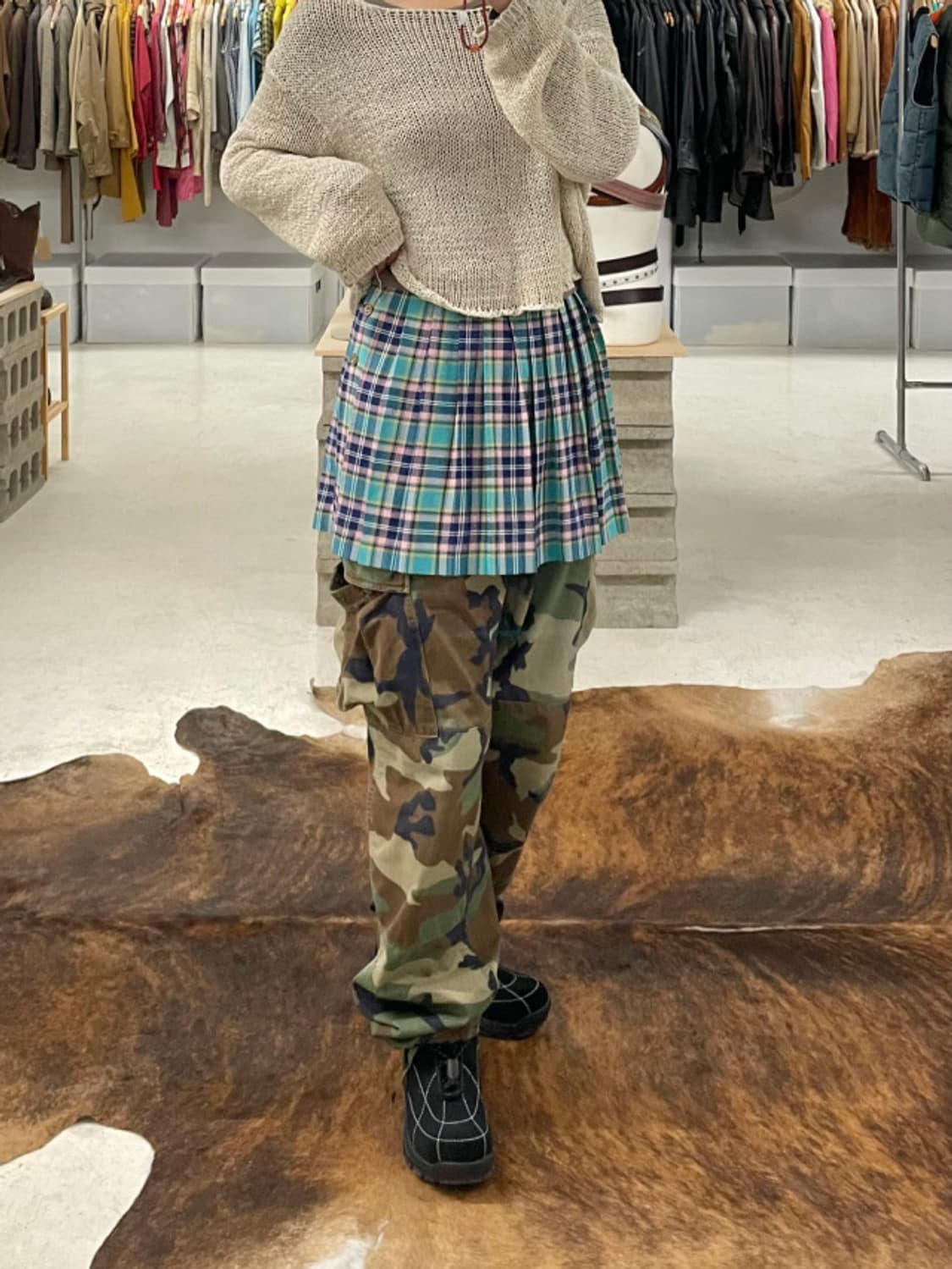 VTG kitch check skirt 일본 빈티지 키치 스커트 상품이미지6