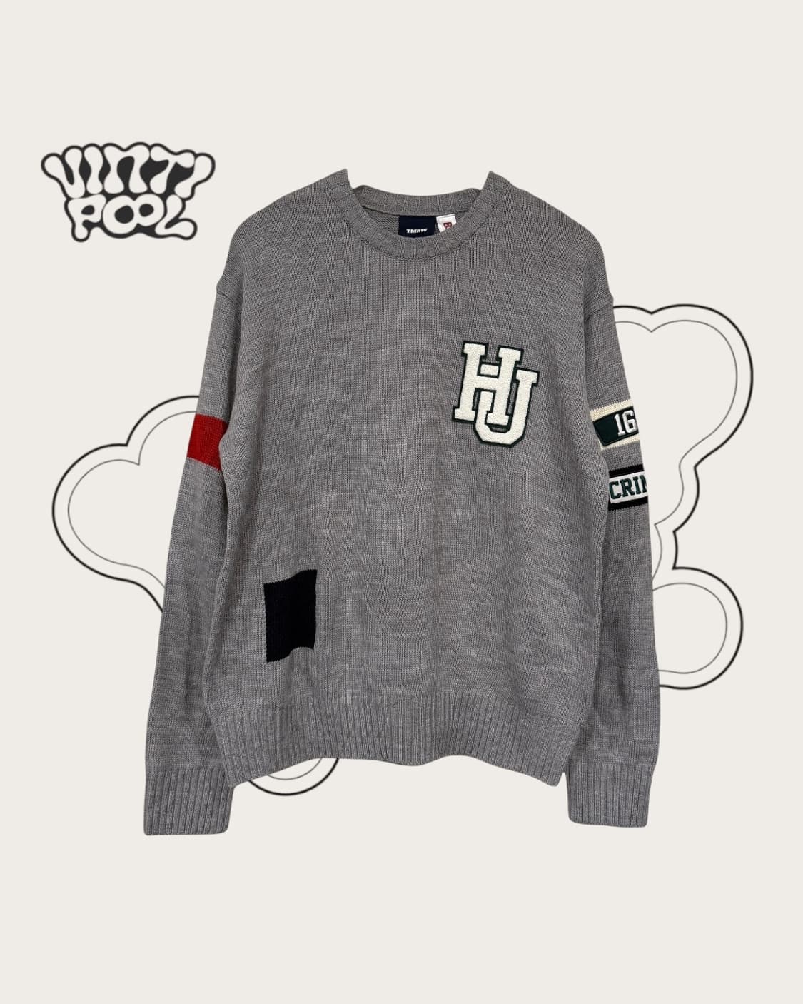 TMRW 하버드 라이센스 패치 니트 L 그레이 상품이미지1