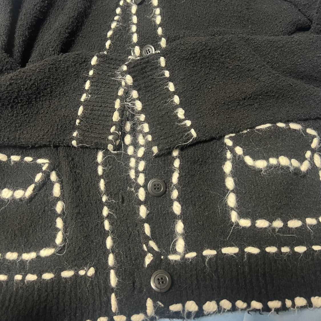 더오픈프로덕트 오픈와이와이 울 스티치 가디건 블랙 상품이미지3