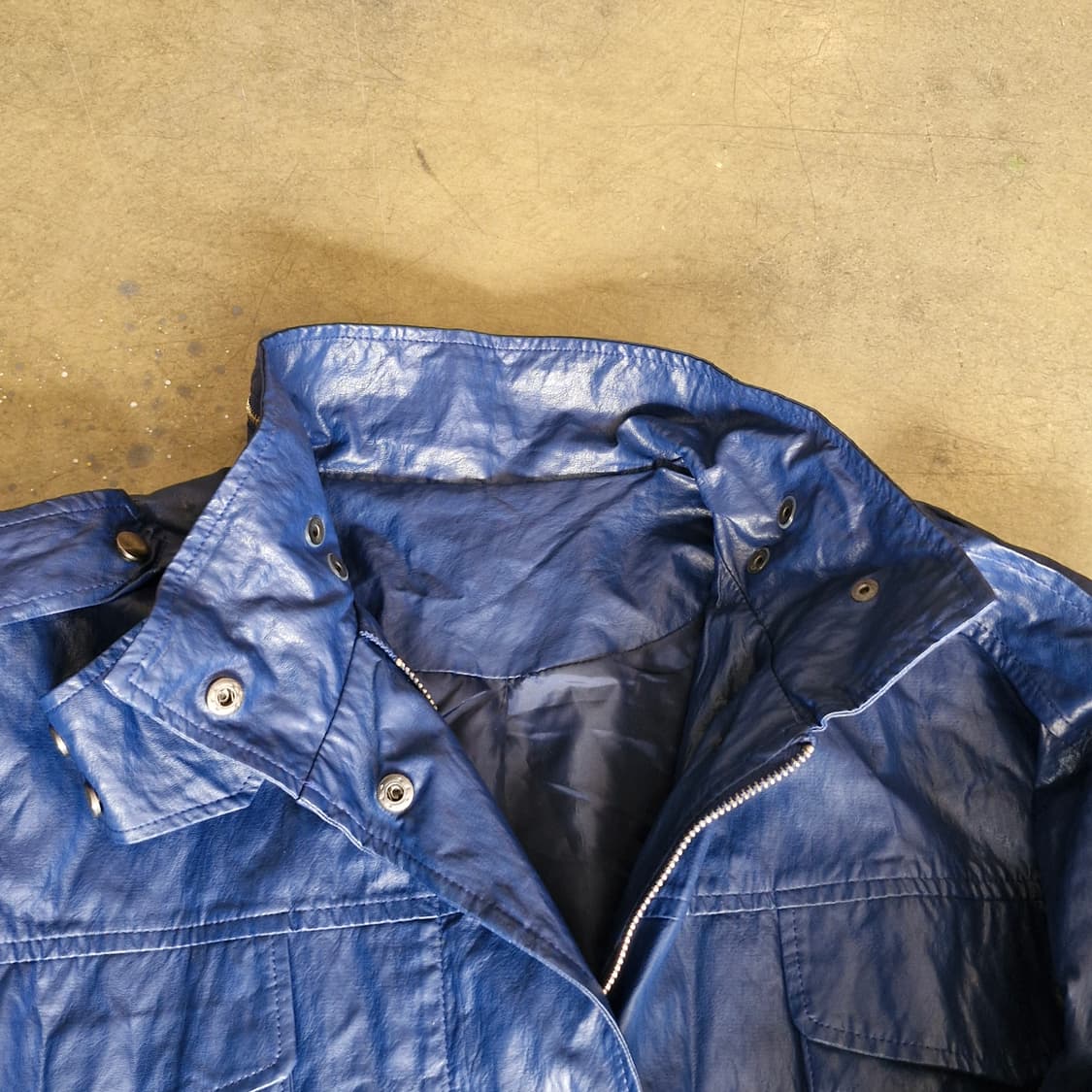 블루 레더 롱코트 F 새상품 상품이미지3