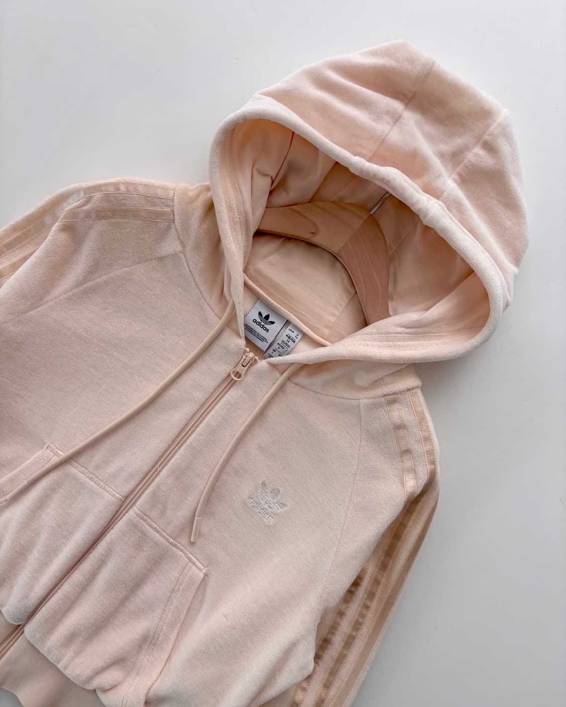 Adidas 아디다스 베이비핑크 컬러 테리 크롭 후드집업  상품이미지4