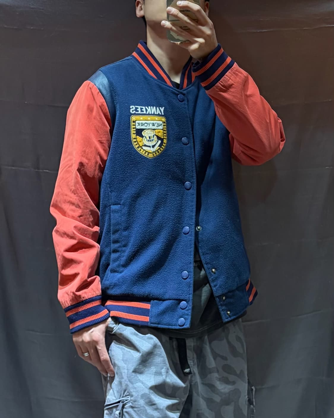 L MLB 뉴욕양키스 패치 빅로고 바시티 자켓 상품이미지1