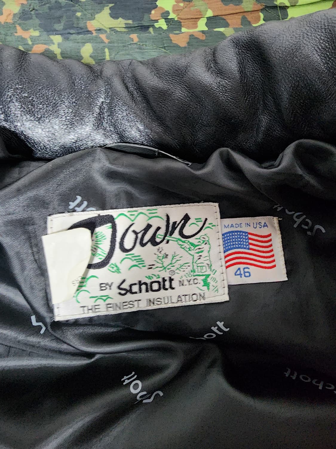 빈티지 Schott NYC 블랙 레더 다운 패딩 점퍼 상품이미지5