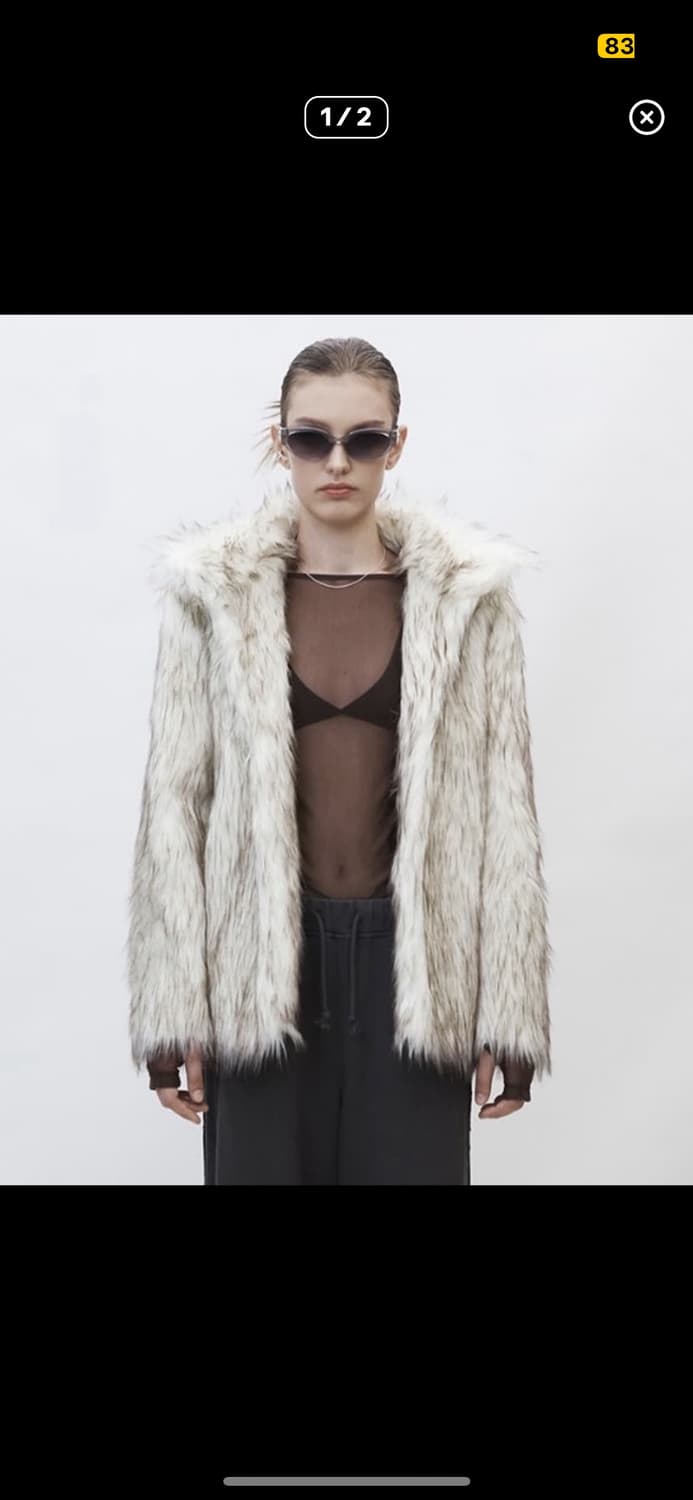 커렌트 아이보리 믹스 퍼자켓 상품이미지1