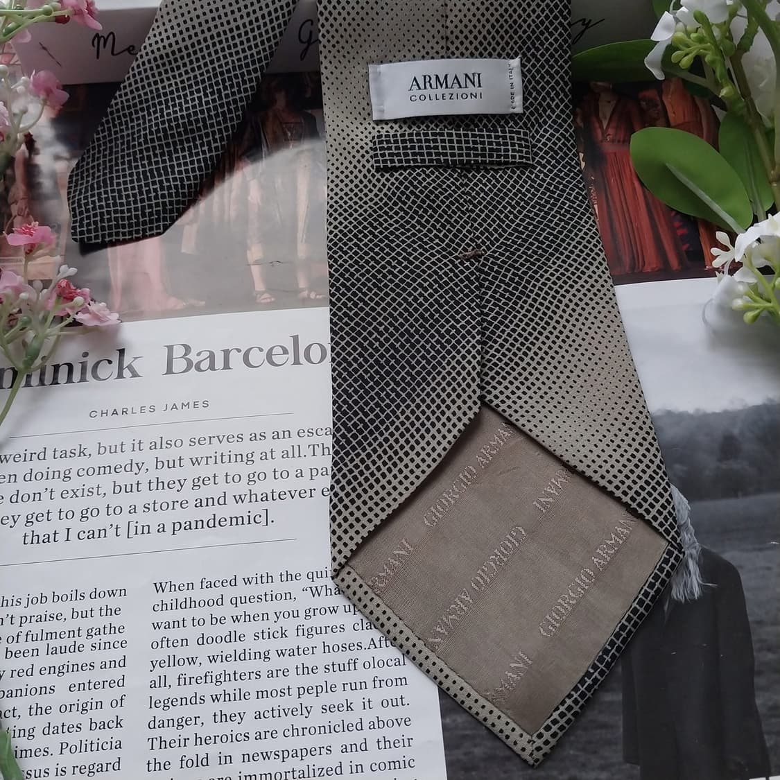 아르마니 꼴레지오니 실크 기하 패턴 넥타이 9.7cm A+등급 K1801 상품이미지7