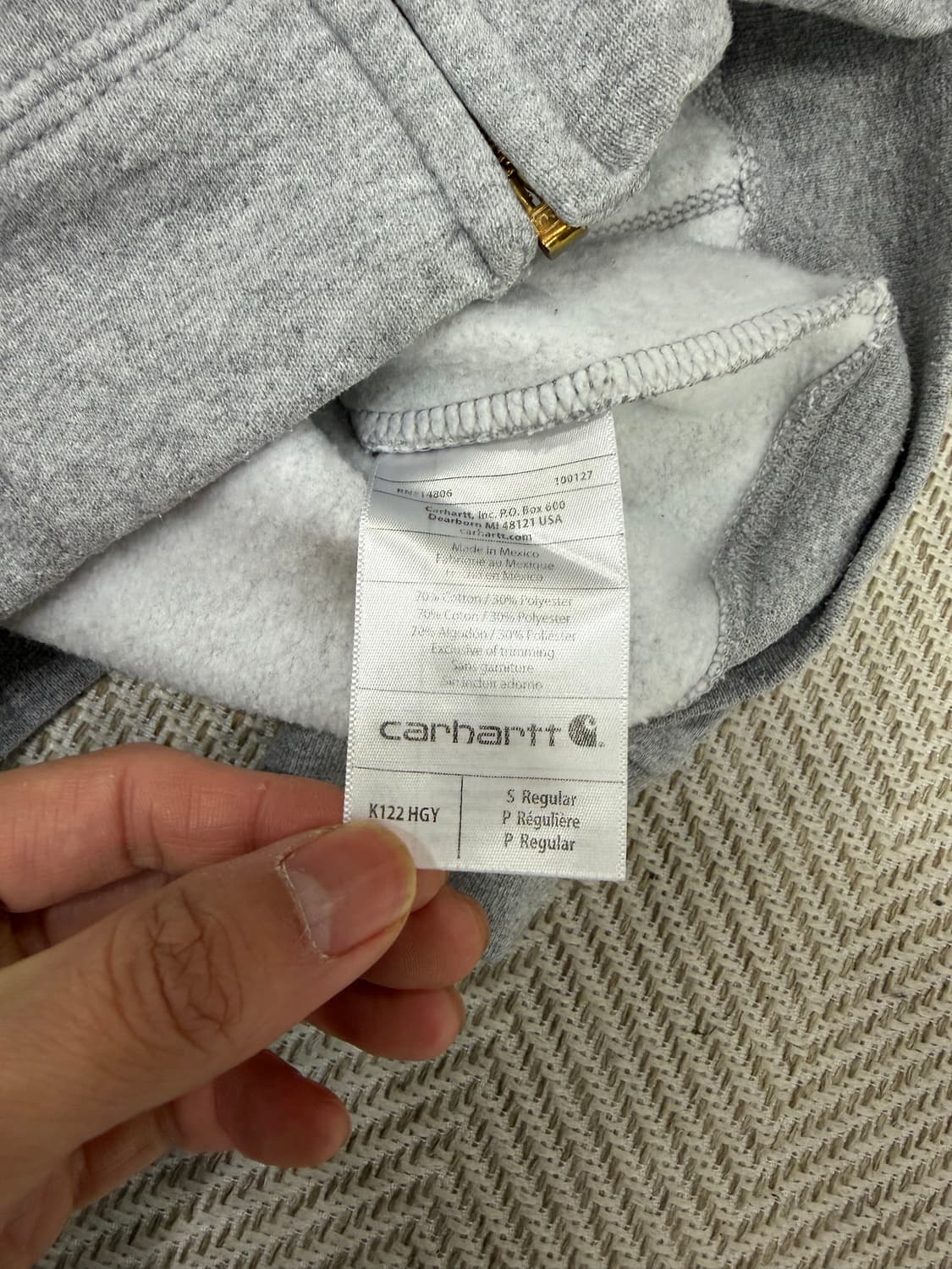 정품) 칼하트 회색 후드집업 S 상품이미지8