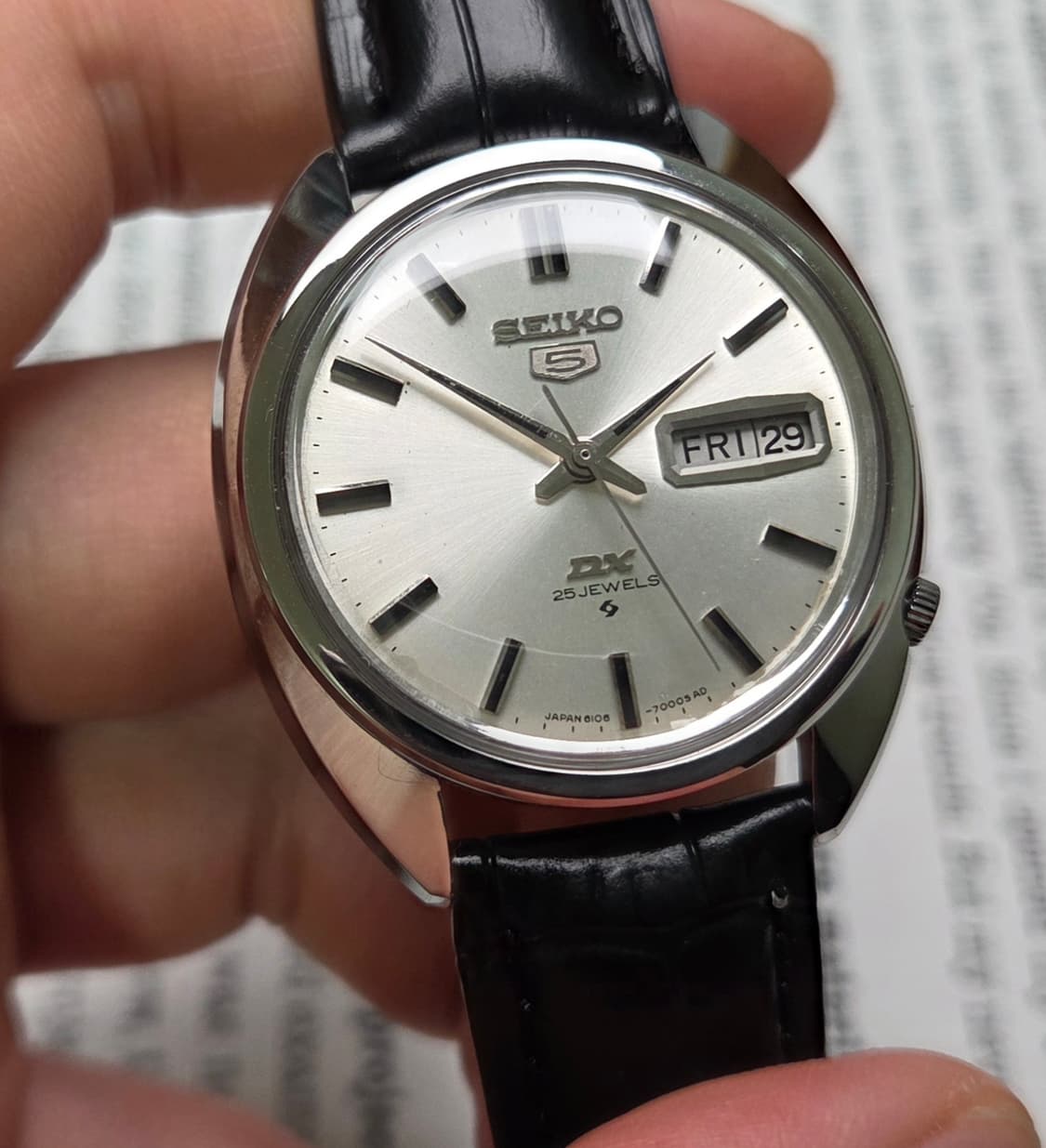 빈티지 세이코 DX 실버다이얼 칼침핸즈 데이데이트 6106 오토매틱  상품이미지3