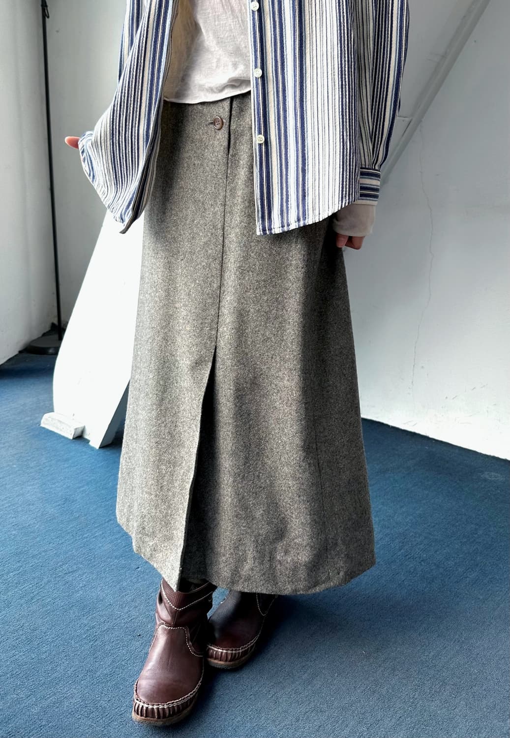 Tweed fabric panel loose skirt 상품이미지6