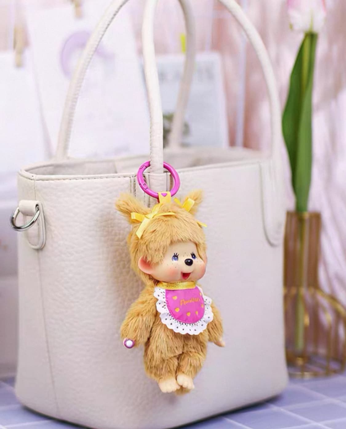 [새상품]신상 홍콩 몬치치 키링 양갈래 여아 금발 골드 상품이미지3