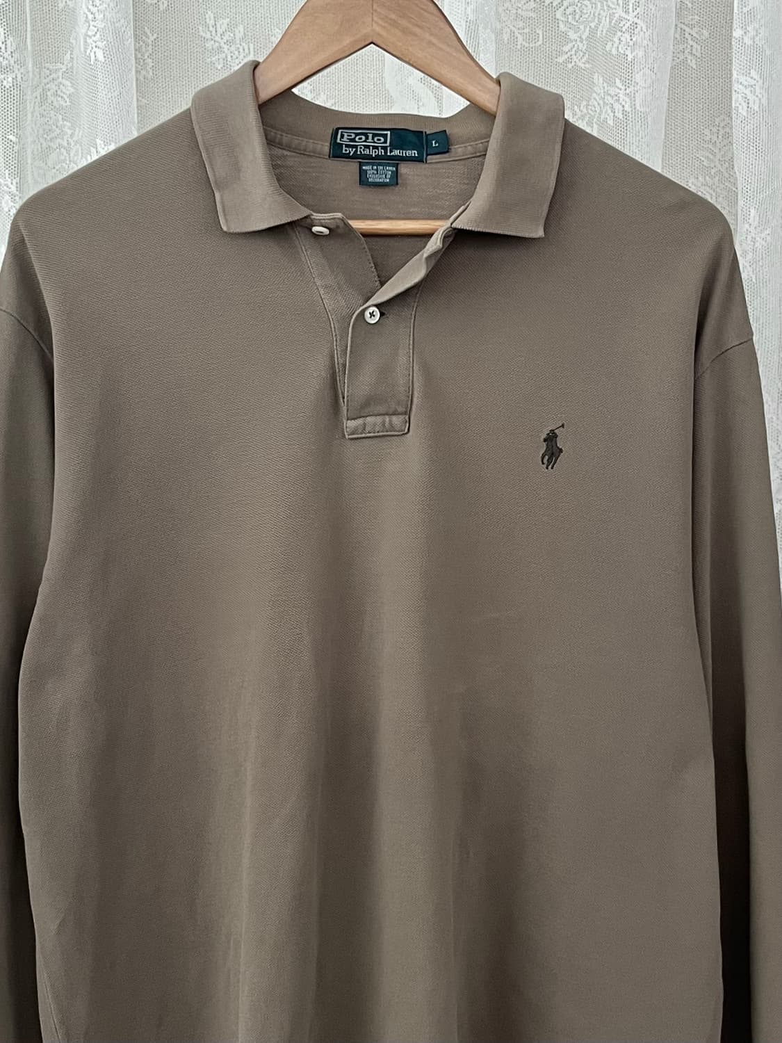 L) 폴로 랄프로렌 긴소매 카라 티셔츠 브라운 상품이미지3
