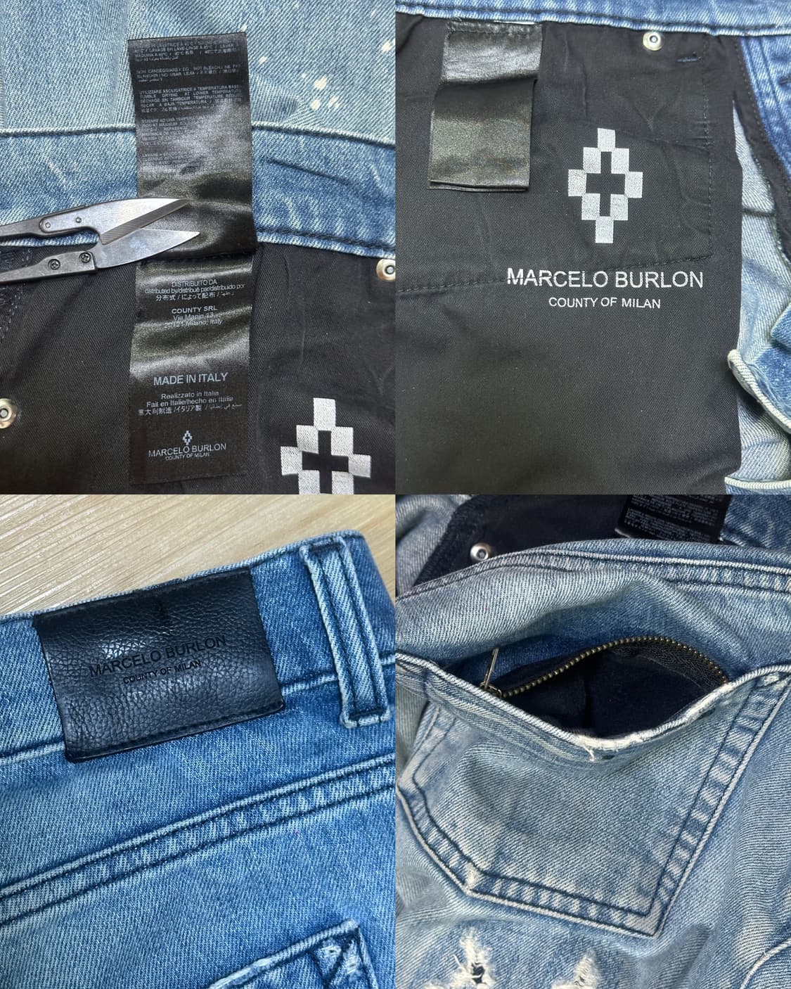 마르셀로 불론 패치워크 워시드 데님팬츠/33" 빈티지데님 상품이미지9