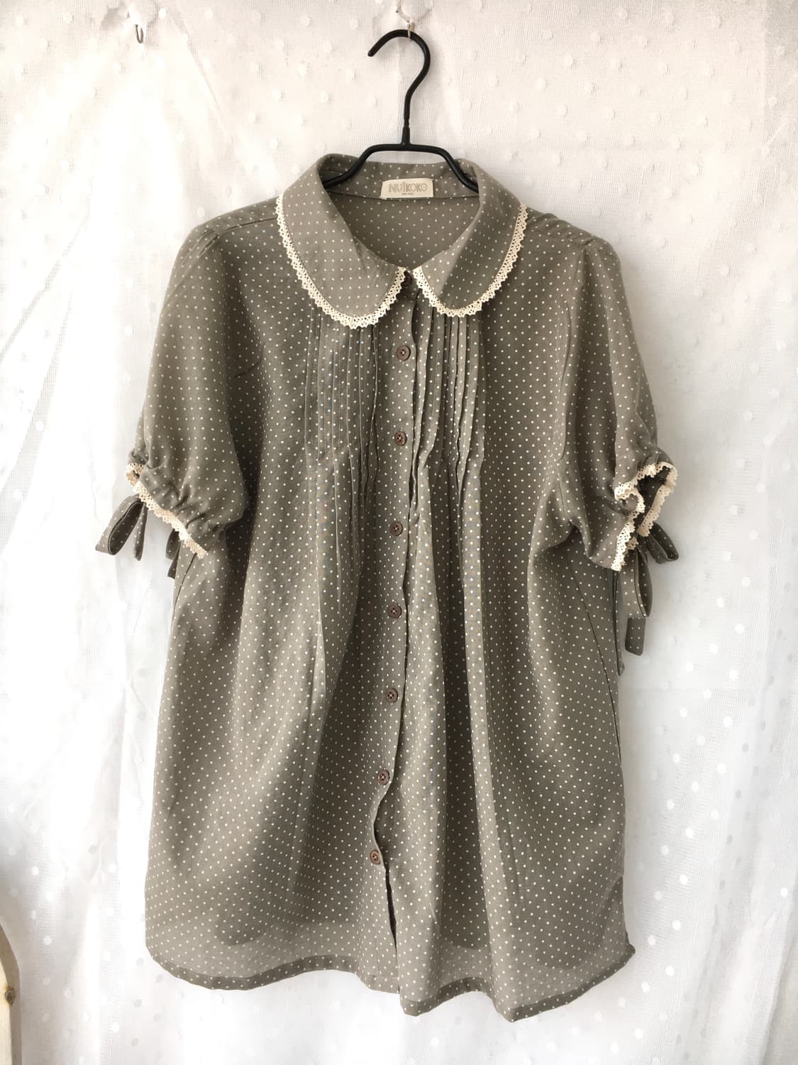 [HANDMADE] 핸드메이드 도트 홍콩 블라우스 모리걸 상품이미지3
