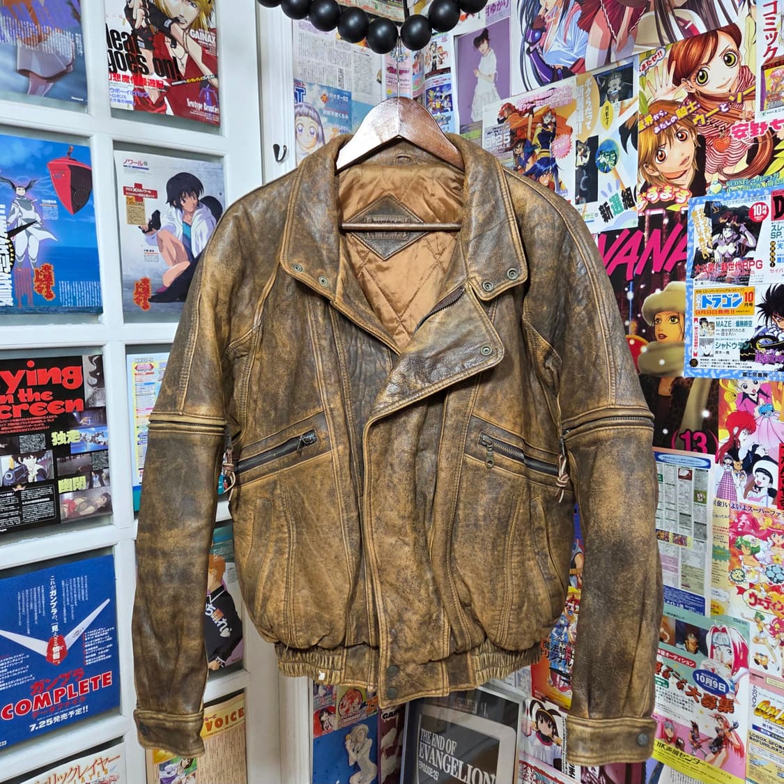 빈티지 돈피 카멜 브라운 가죽 봄버 상품이미지2