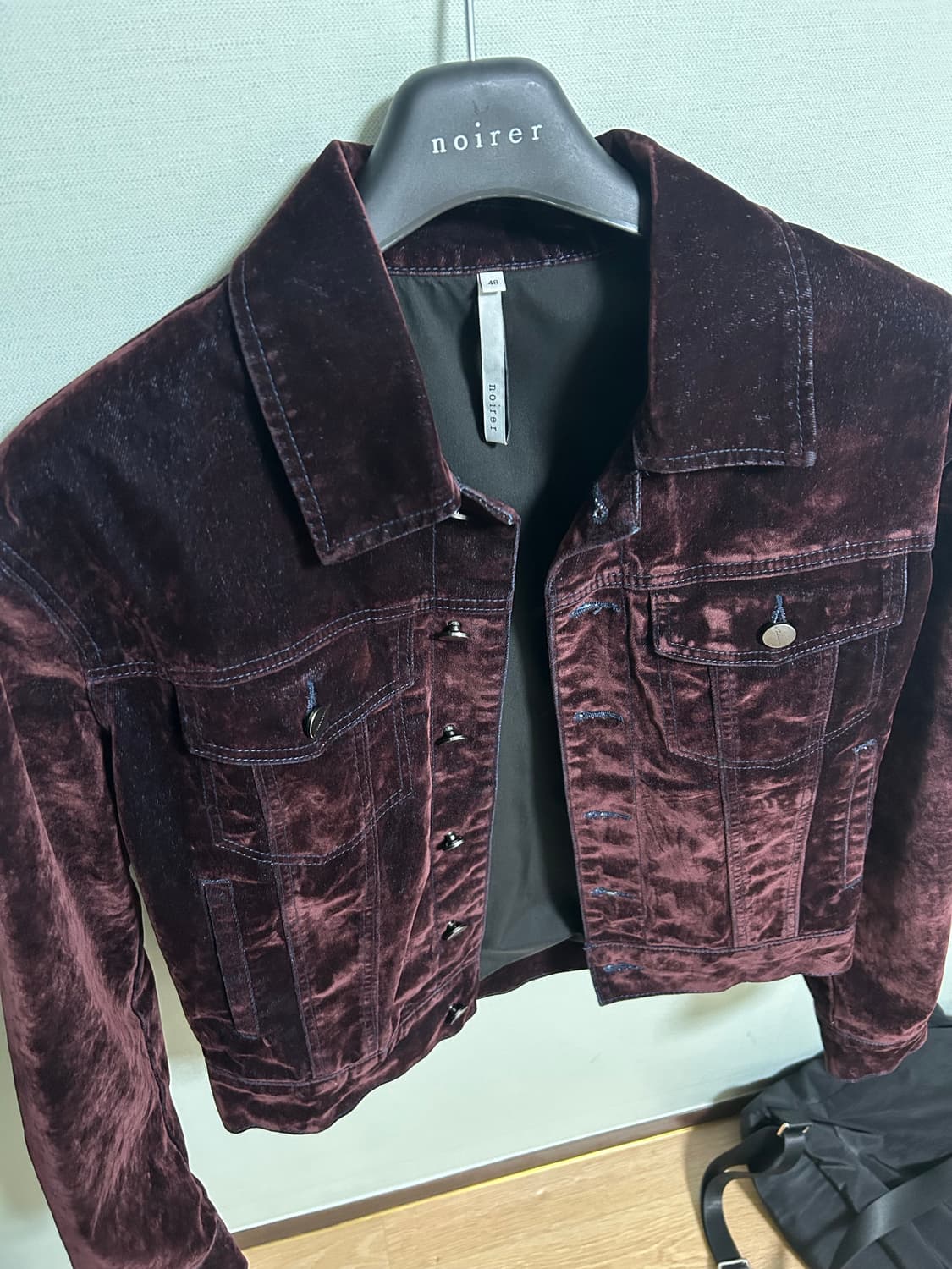 노이어 벨벳 데님 트러커 자켓 와인 48사이즈 상품이미지3