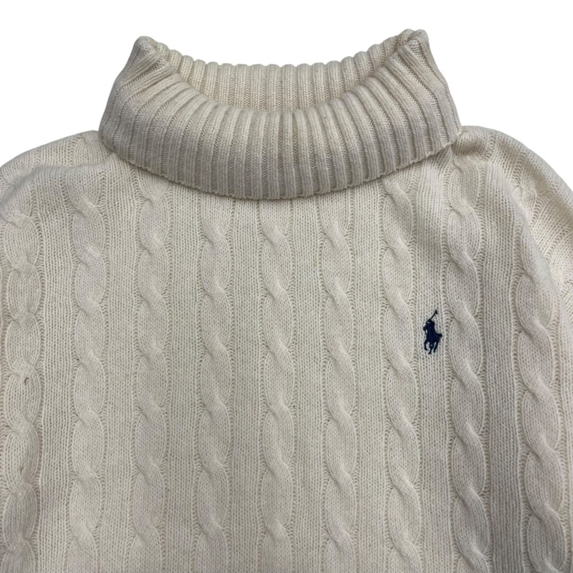 폴로 랄프로렌 네이비포니 아이보리 터틀넥 꽈배기 니트 L 상품이미지4
