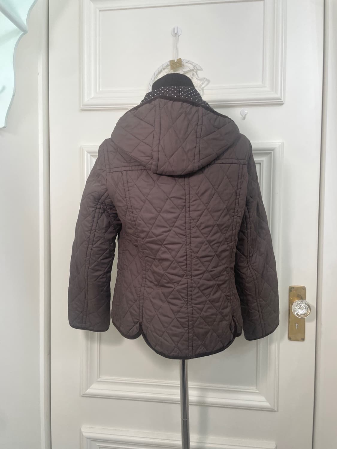 brown hoodie dot quilting jacket(size-M) 상품이미지3