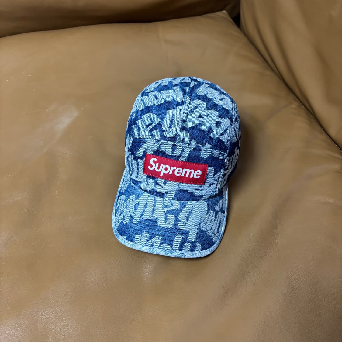 슈프림 캠프캡 모자 박스로고 워시드 데님 상품이미지1