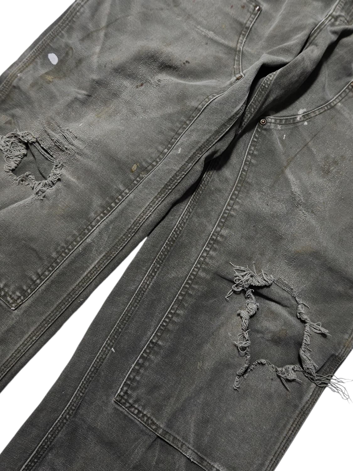 칼하트 디스트레스드 더블니 팬츠 38 하드페이딩 모스그린 상품이미지6