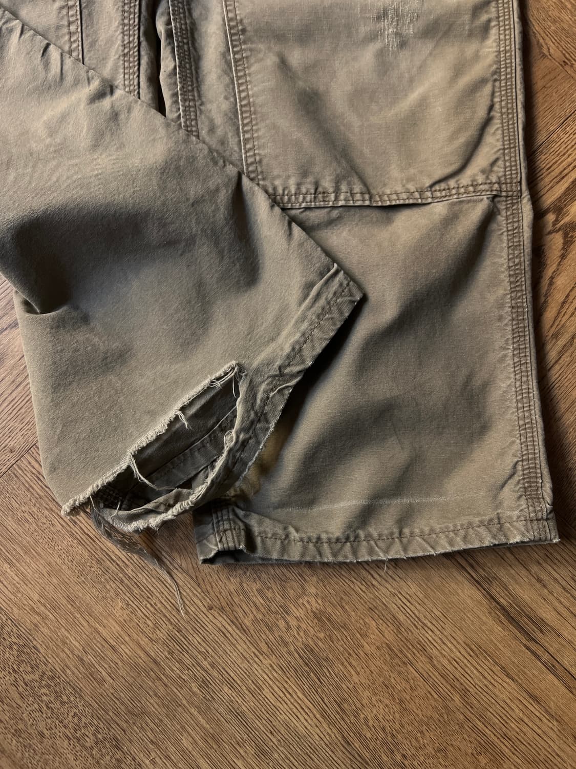 [34]칼하트 USA 빈티지 데미지 라이트브라운 코튼 더블니 워크 팬츠 상품이미지6