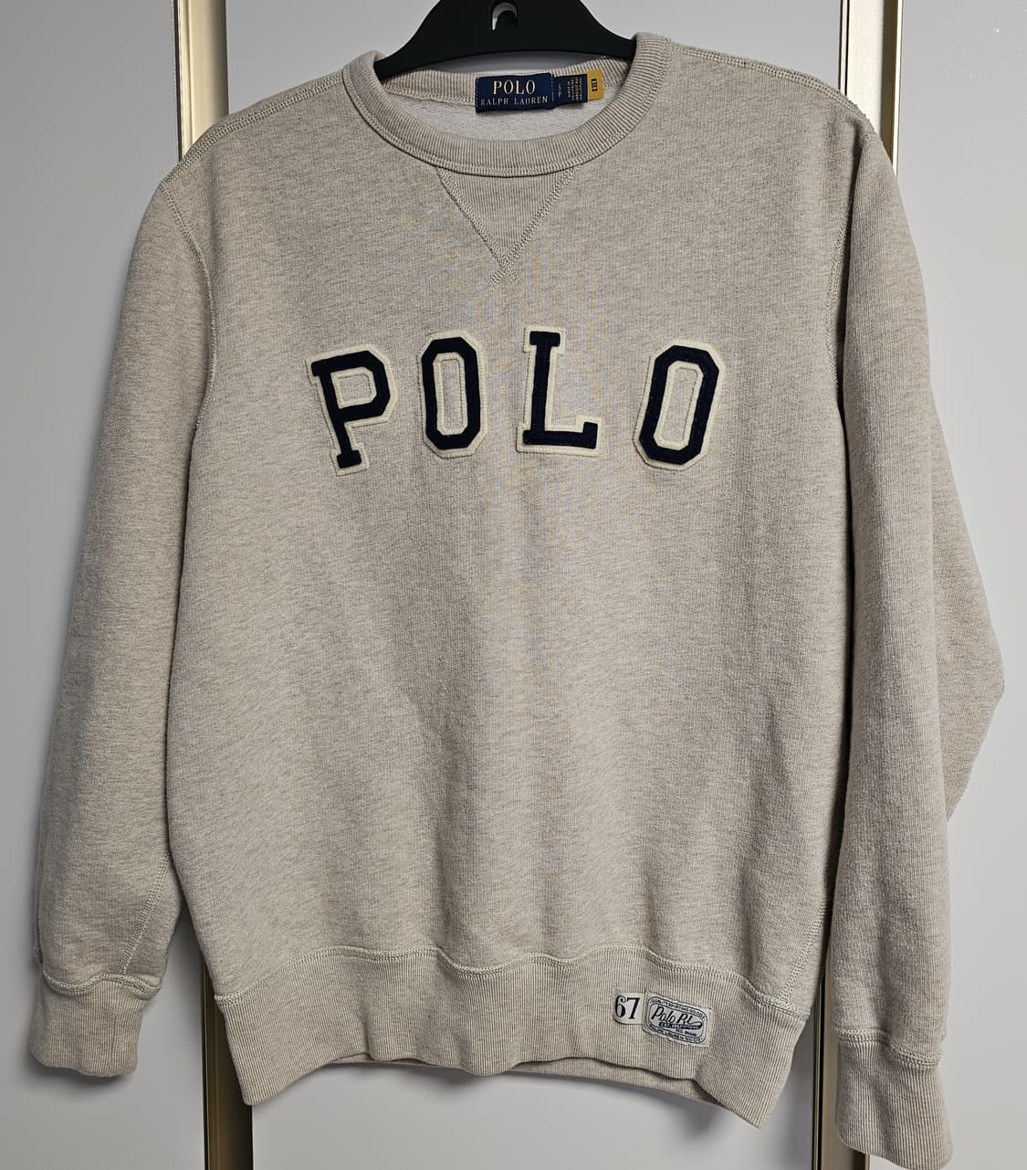 폴로 랄프로렌 신형QR라벨 맨투맨 기모 티셔츠 오트밀 상품이미지1