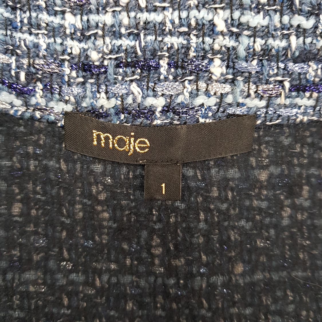 MAJE 마쥬 블루 트위드 크롭 반팔 자켓  1사이즈 상품이미지7