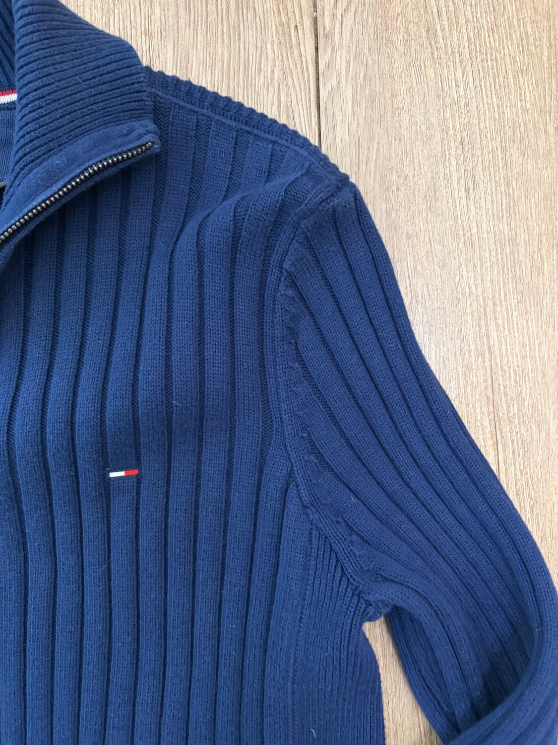 타미힐피거 데님 니트 집업 네이비(L) 상품이미지4
