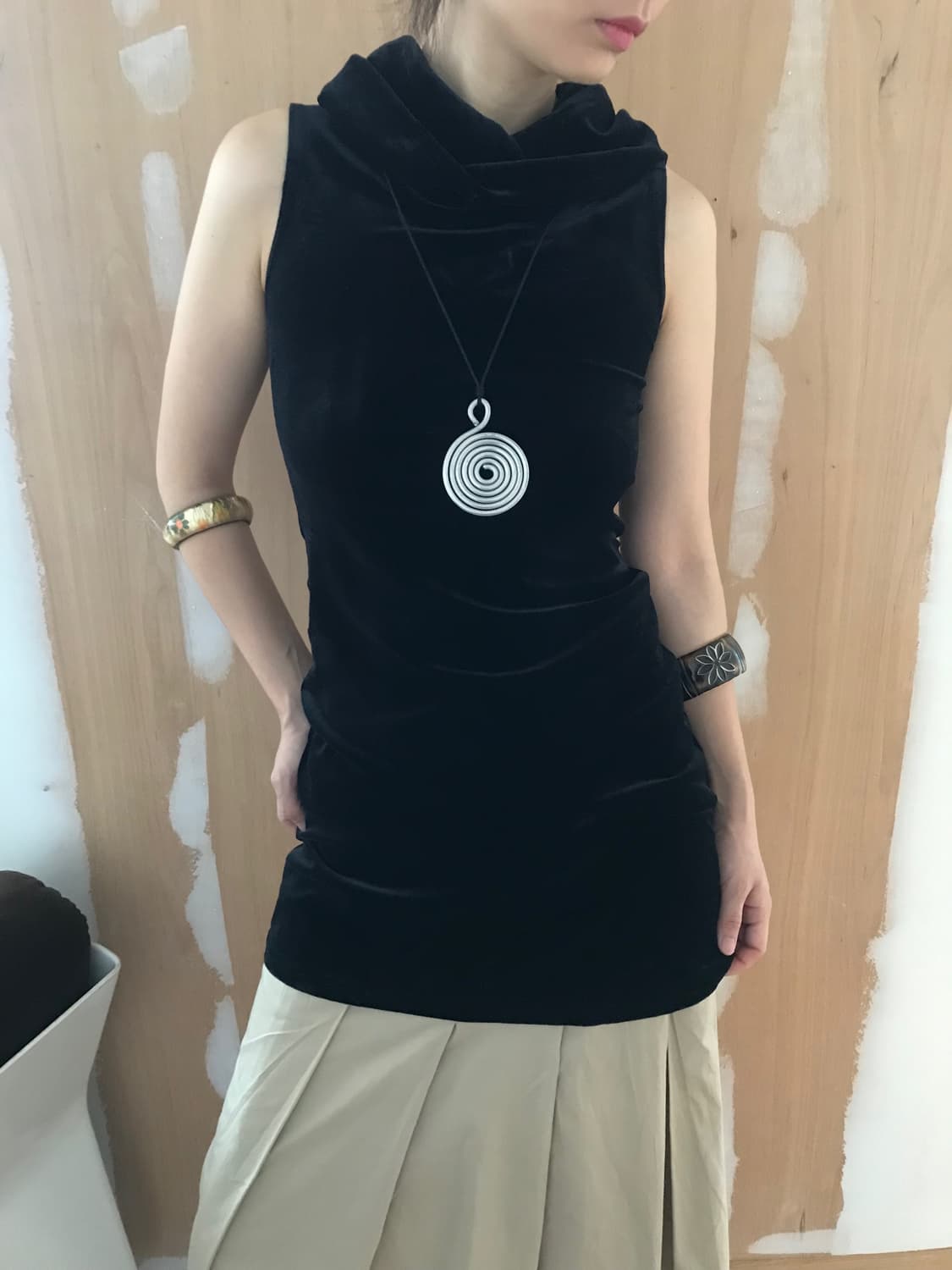 vintage velvet shirring one-piece 상품이미지3