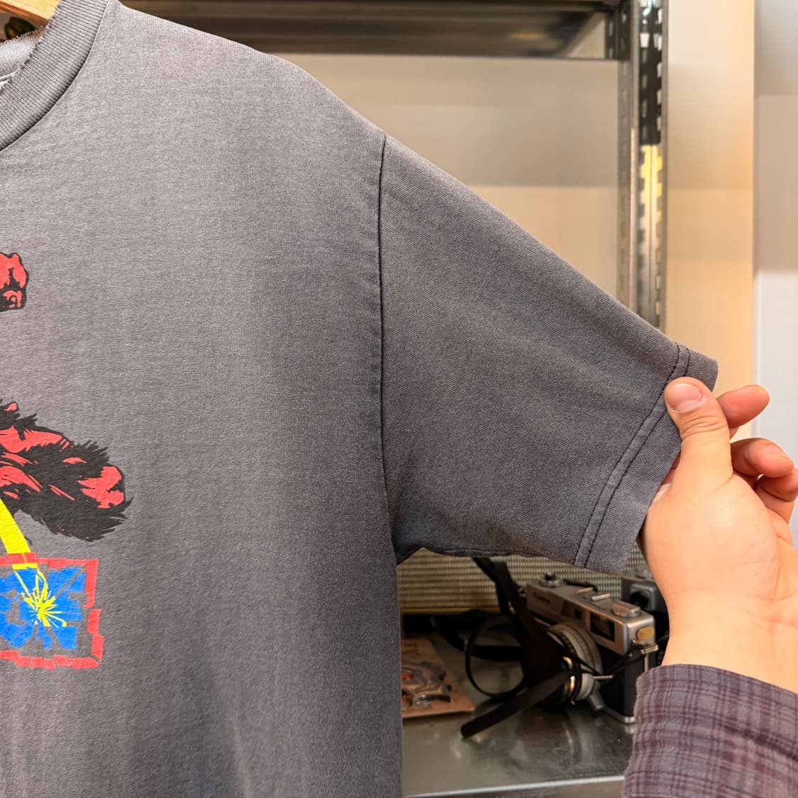 90 00S 엑스라지 하드 페이딩 데미지 빈티지 스트릿 티셔츠 S 상품이미지5