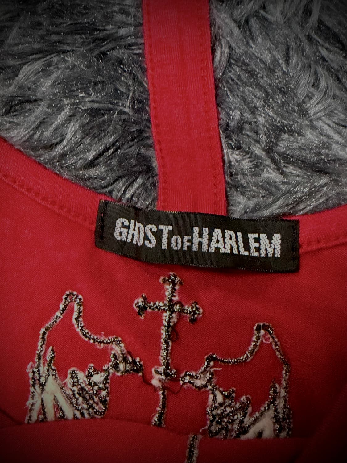 GHOST of HARLEM 레드 레이스 레터링 큐빅 디테일 반팔 원피스 상품이미지9